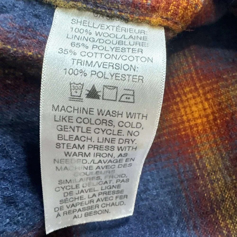 Mens Pendleton Blue Orange Shadow Plaid Trail Shirt Elbow Patch Pad Size Large - Picture 7 of 16